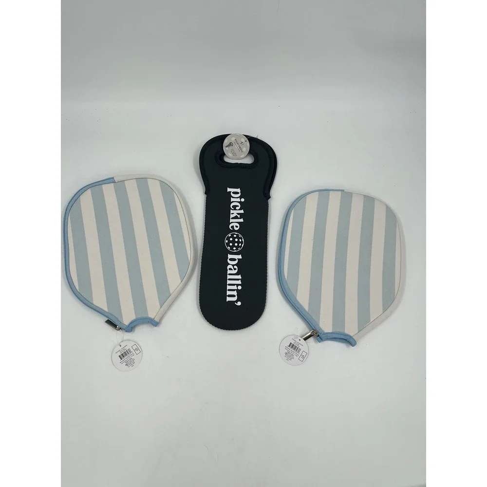 Pickleball‎ Paddle Cases Blue Stripe W/ Pickleball Ball Sleeve